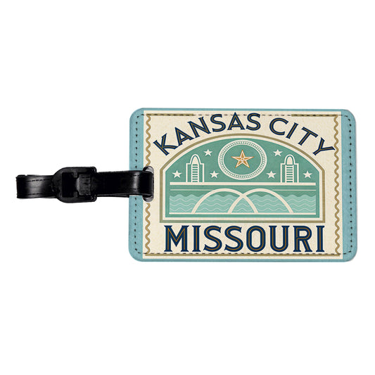 Kansas City MO Missouri Travel Vacation Stamp Travel Faux Leather Luggage Tag