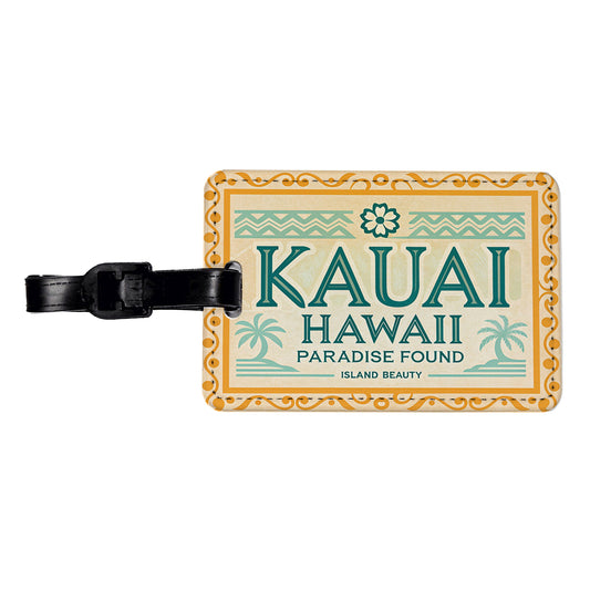 Kauai HI Hawaii Travel Vacation Stamp Travel Faux Leather Luggage Tag