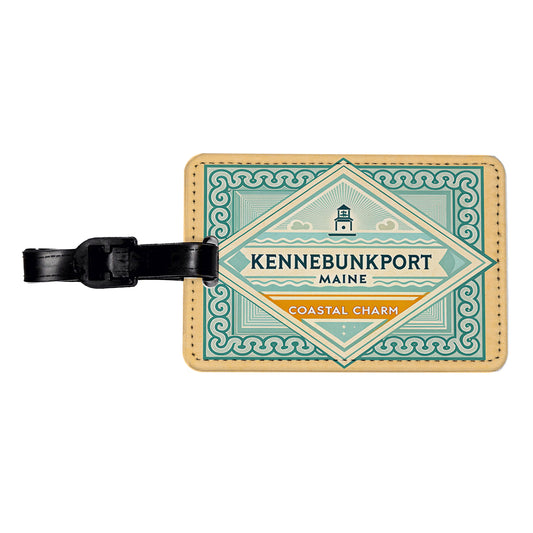 Kennebunkport ME Maine Travel Vacation Stamp Travel Faux Leather Luggage Tag