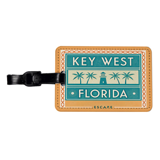 Key West FL Florida Travel Vacation Stamp Travel Faux Leather Luggage Tag