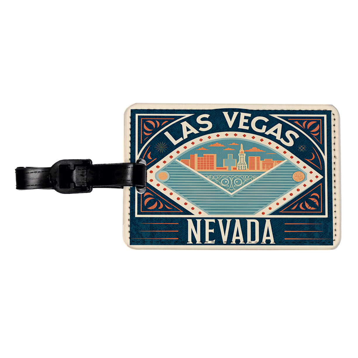 Las Vegas NV Nevada Travel Vacation Stamp Travel Faux Leather Luggage Tag