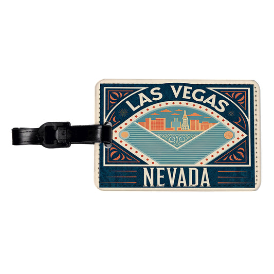 Las Vegas NV Nevada Travel Vacation Stamp Travel Faux Leather Luggage Tag