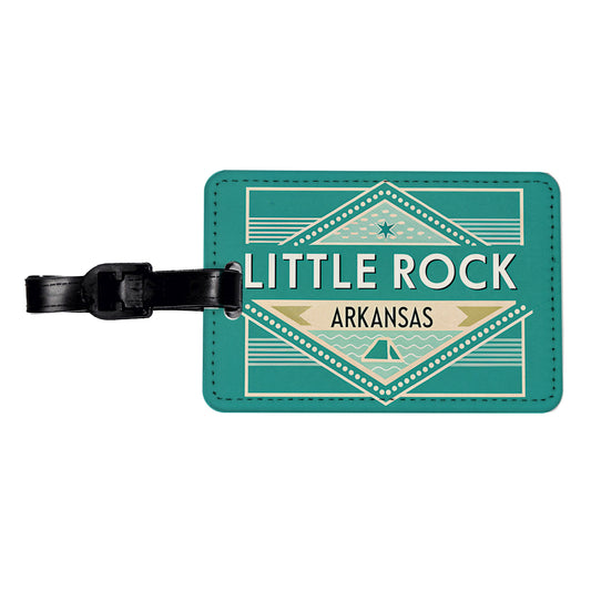 Little Rock AR Arkansas Travel Vacation Stamp Travel Faux Leather Luggage Tag