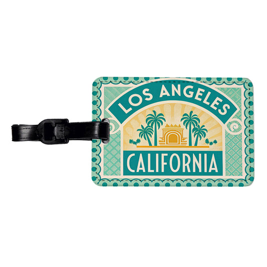 Los Angeles CA California Travel Vacation Stamp Travel Faux Leather Luggage Tag
