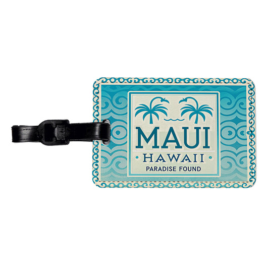 Maui HI Hawaii Travel Vacation Stamp Travel Faux Leather Luggage Tag
