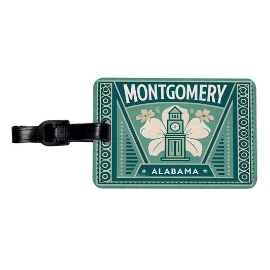 Montgomery Alabama AL Travel Vacation Stamp Travel Faux Leather Luggage Tag