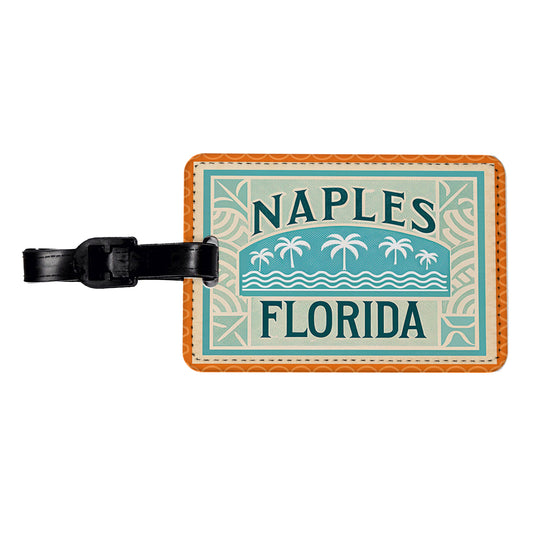 Naples FL Florida Travel Vacation Stamp Travel Faux Leather Luggage Tag