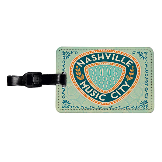 Nashville TN Tennessee Music City Travel Vacation Stamp Travel Faux Leather Luggage Tag