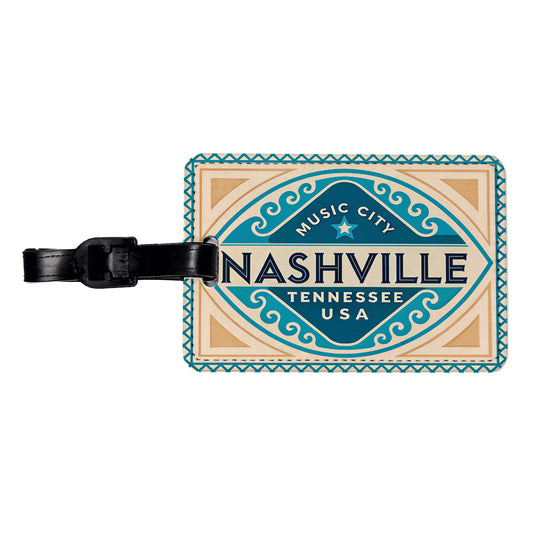 Nashville TN Tennessee Travel Vacation Stamp Travel Faux Leather Luggage Tag
