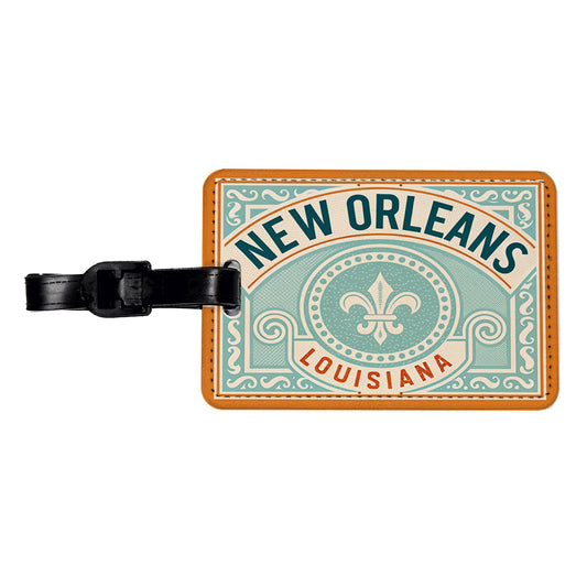 New Orleans LA Louisiana Travel Vacation Stamp Travel Faux Leather Luggage Tag