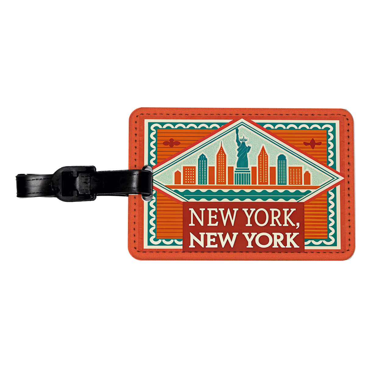 New York NY Skyline Travel Vacation Stamp Travel Faux Leather Luggage Tag