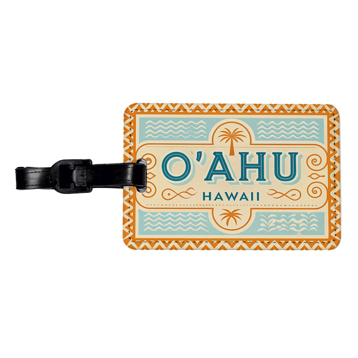 O'Ahu HI Hawaii Travel Vacation Stamp Travel Faux Leather Luggage Tag