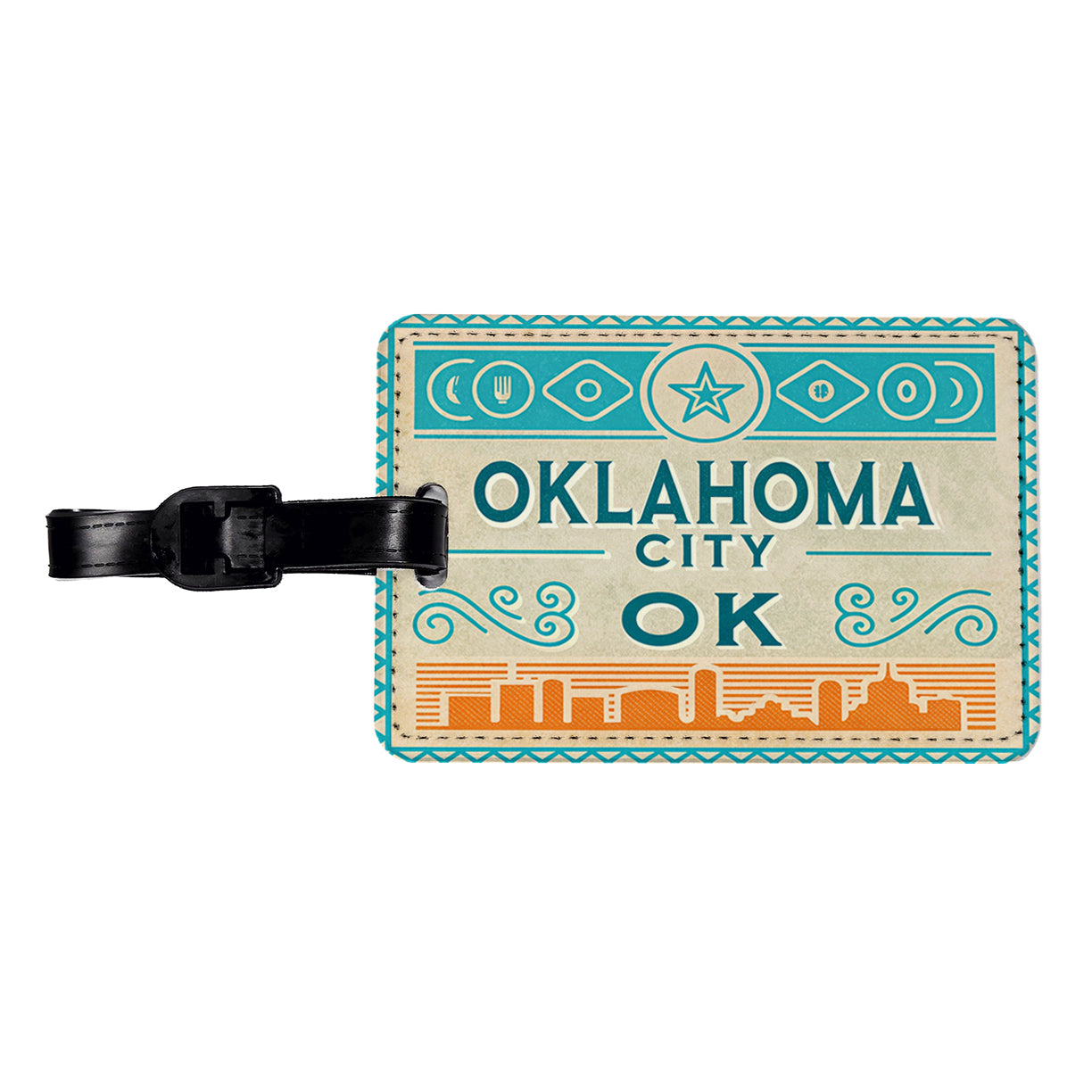 Oklahoma City OK Travel Vacation Stamp Travel Faux Leather Luggage Tag