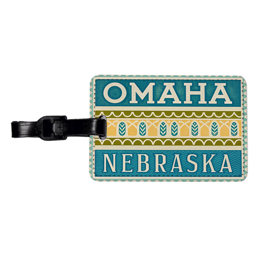 Omaha NE Nebraska Travel Vacation Stamp Travel Faux Leather Luggage Tag