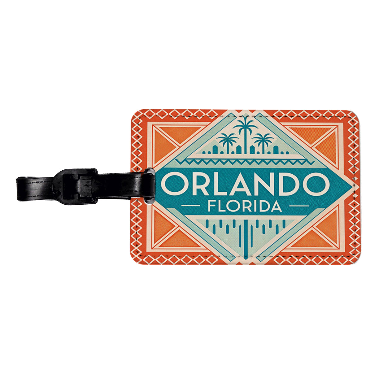 Orlando FL Florida Travel Vacation Stamp Travel Faux Leather Luggage Tag