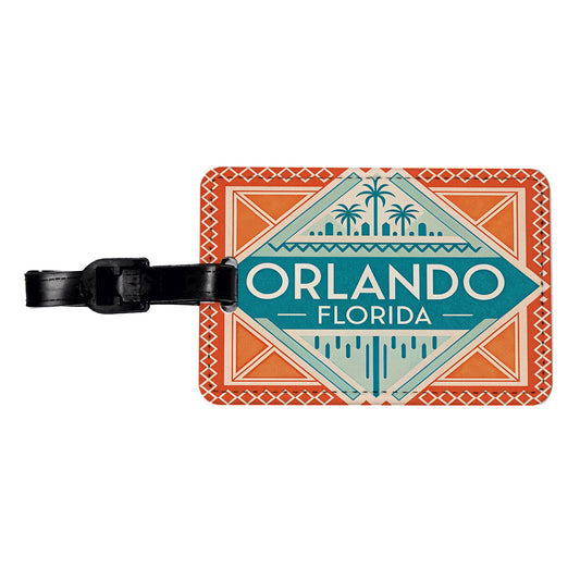 Orlando FL Florida Travel Vacation Stamp Travel Faux Leather Luggage Tag