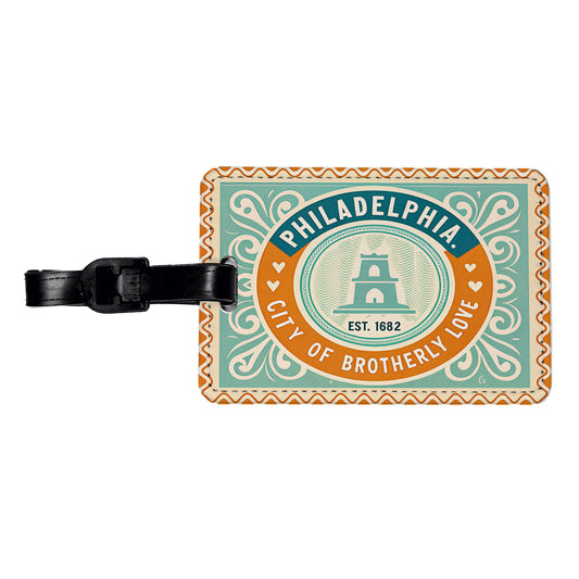 Philadelphia PA City of Brotherly Love Travel Vacation Stamp Travel Faux Leather Luggage Tag