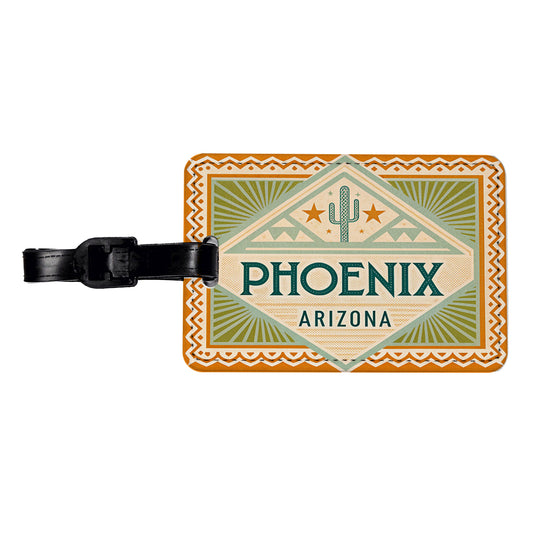 Phoenix AZ Arizona Travel Vacation Stamp Travel Faux Leather Luggage Tag