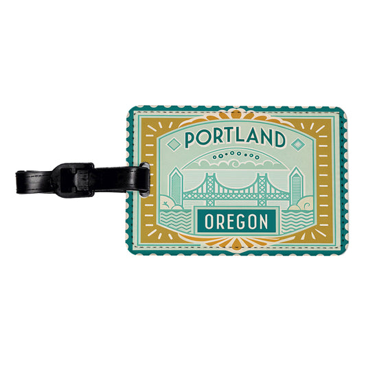 Portland OR Oregon Travel Vacation Stamp Travel Faux Leather Luggage Tag
