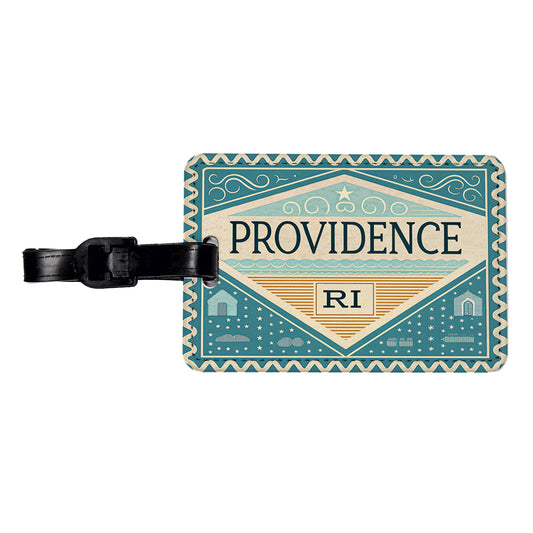Providence RI Rhode Island Travel Vacation Stamp Travel Faux Leather Luggage Tag