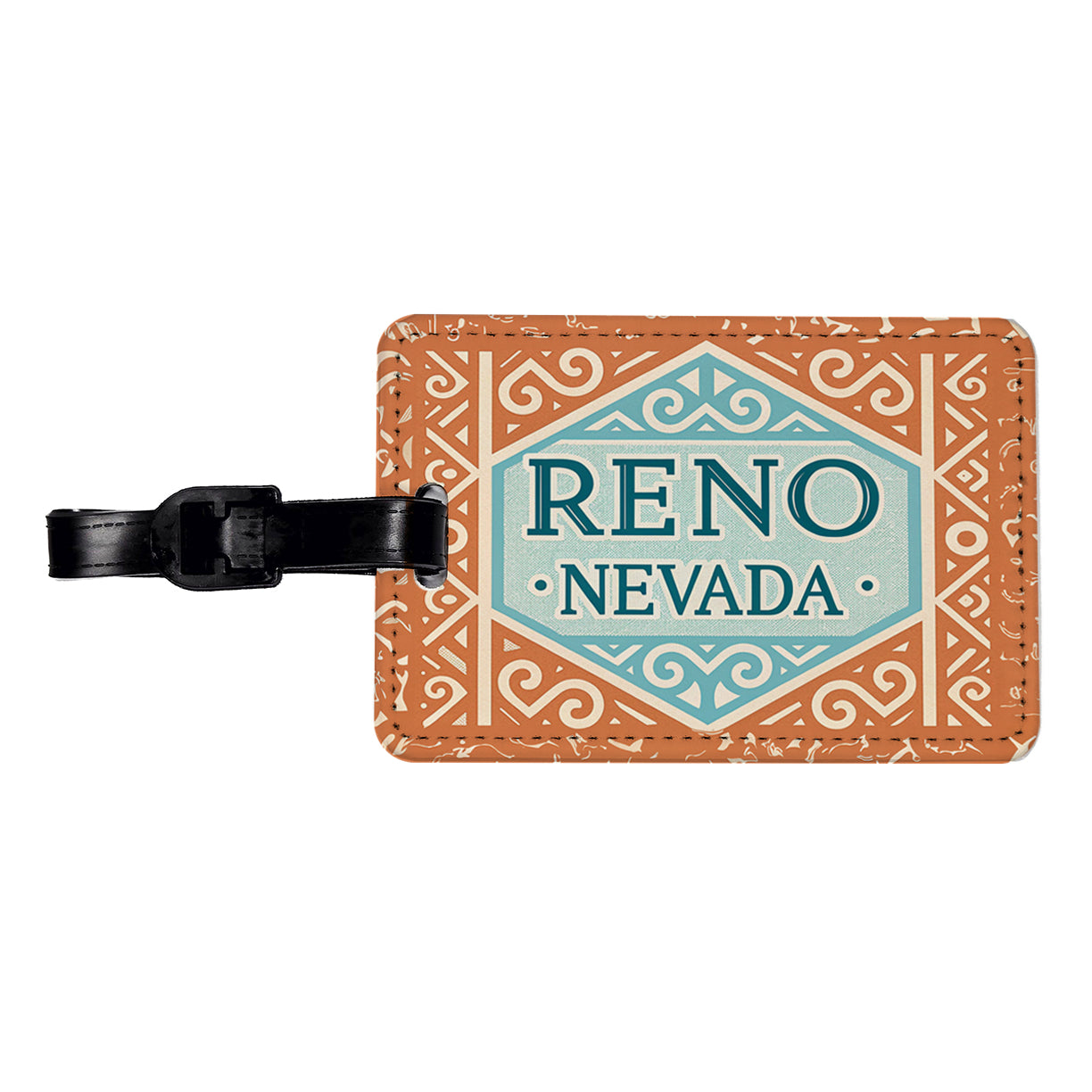 Reno NV Nevada Travel Vacation Stamp Travel Faux Leather Luggage Tag