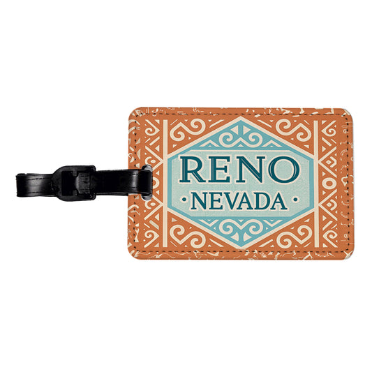 Reno NV Nevada Travel Vacation Stamp Travel Faux Leather Luggage Tag
