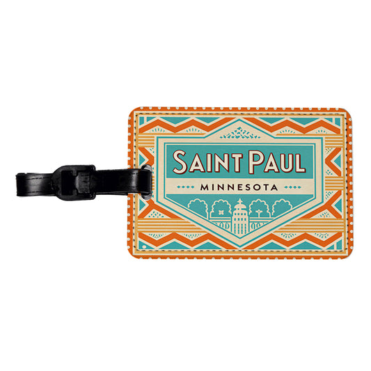 Saint Paul MN Minnesota Travel Vacation Stamp Travel Faux Leather Luggage Tag