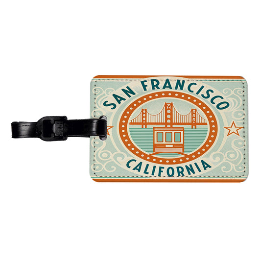 San Francisco CA California Travel Vacation Stamp Travel Faux Leather Luggage Tag