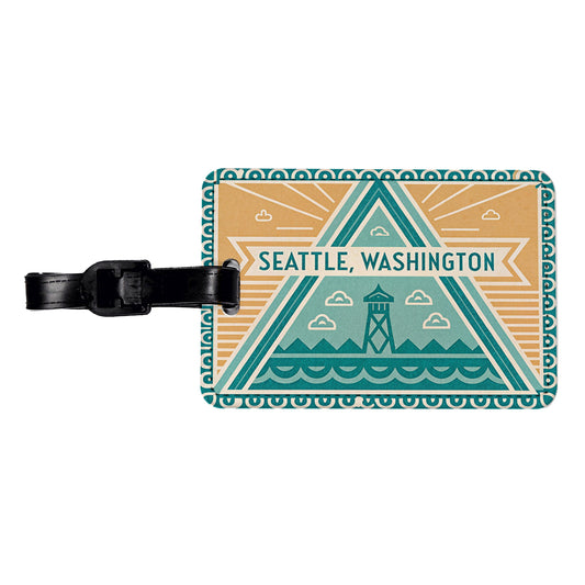 Seattle WA Washington Travel Vacation Stamp Travel Faux Leather Luggage Tag