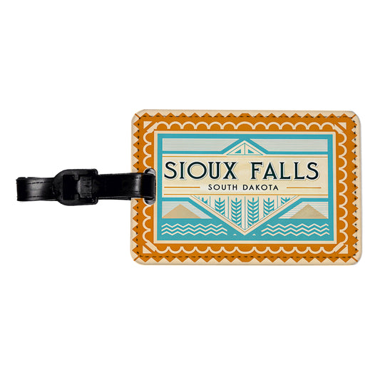 Sioux Falls SD South Dakota Travel Vacation Stamp Travel Faux Leather Luggage Tag