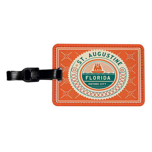 St. Augustine FL Florida Travel Vacation Stamp Travel Faux Leather Luggage Tag