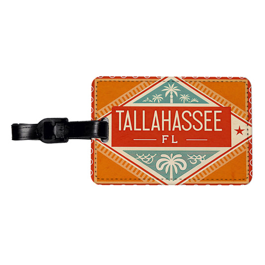Tallahassee FL Florida Travel Vacation Stamp Travel Faux Leather Luggage Tag