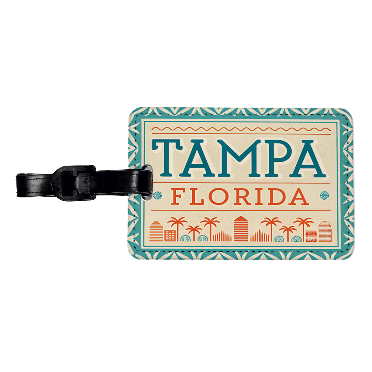 Tampa FL Florida Travel Vacation Stamp Travel Faux Leather Luggage Tag