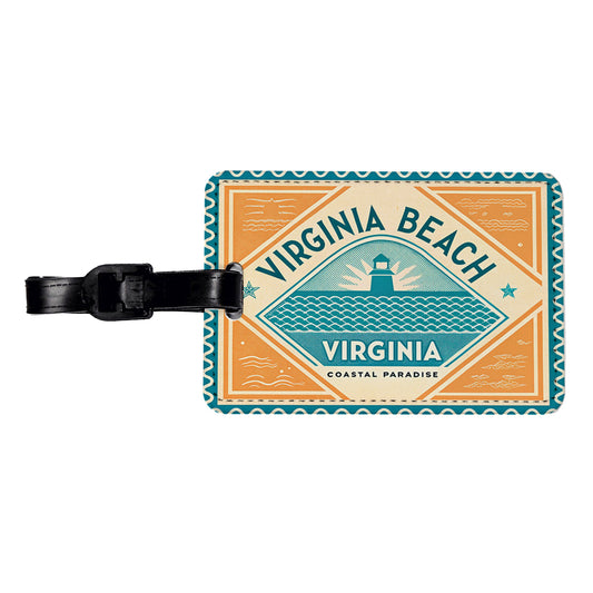 Virginia Beach VA Travel Vacation Stamp Travel Faux Leather Luggage Tag