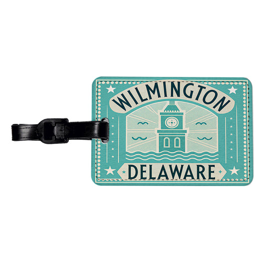 Wilmington DE Delaware Travel Vacation Stamp Travel Faux Leather Luggage Tag