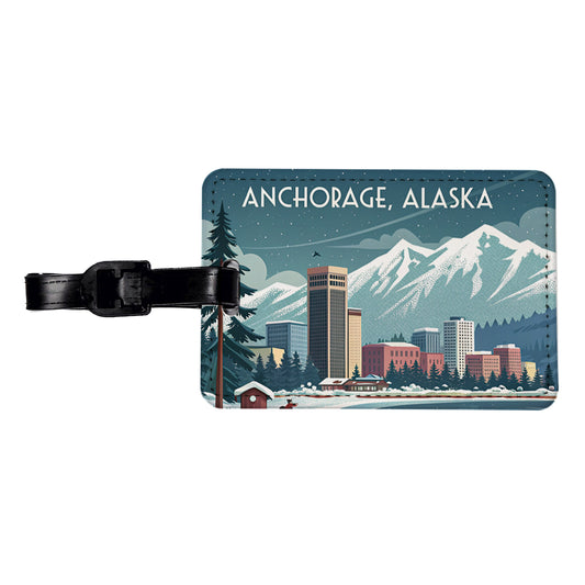 Anchorage, Alaska AK Travel City State Stamp Travel Faux Leather Luggage Tag