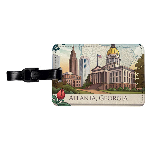Atlanta, Georgia GA Travel City State Stamp Travel Faux Leather Luggage Tag