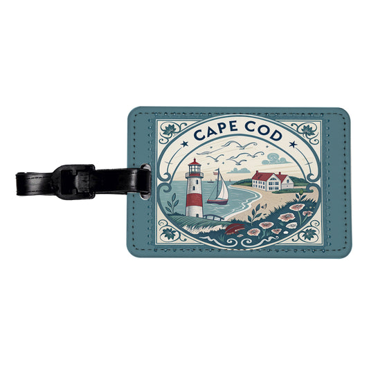 Cape Cod, Massachusetts MA Travel City State Stamp Travel Faux Leather Luggage Tag