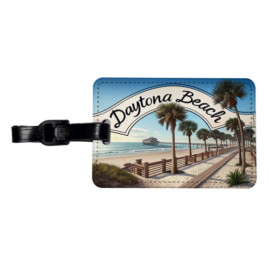 Daytona Beach, Florida FL Travel City State Stamp Travel Faux Leather Luggage Tag