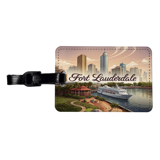 Fort Lauderdale, Florida FL Travel City State Stamp Travel Faux Leather Luggage Tag