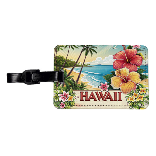 Hawaii HI Travel City State Stamp Travel Faux Leather Luggage Tag
