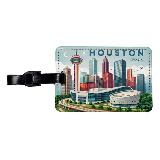 Houston, Texas TX Travel City State Stamp Travel Faux Leather Luggage Tag