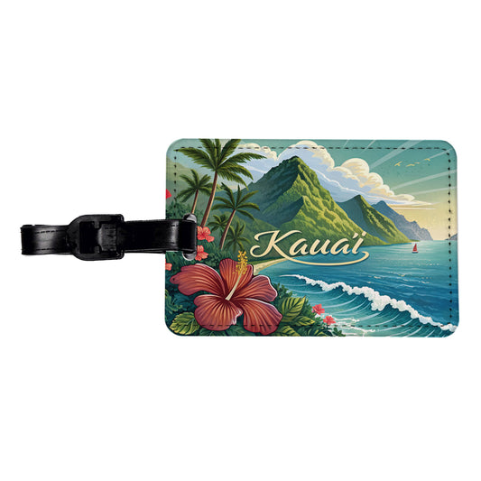 Kaua'i, Hawaii HI Travel City State Stamp Travel Faux Leather Luggage Tag