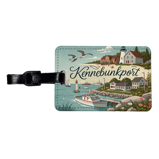 Kennebunkport, Maine ME Travel City State Stamp Travel Faux Leather Luggage Tag
