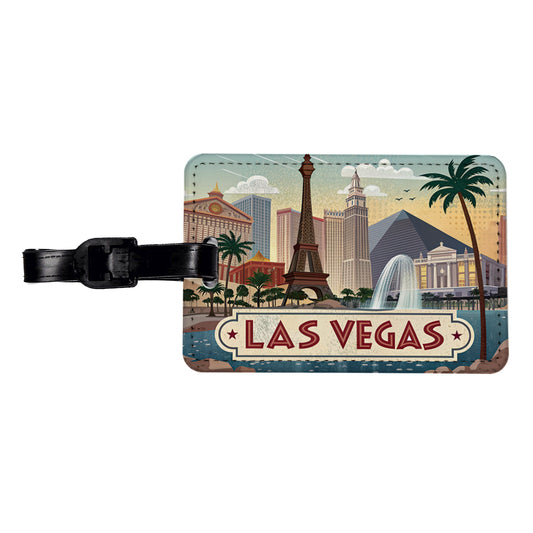 Las Vegas, Nevada NV Travel City State Stamp Travel Faux Leather Luggage Tag