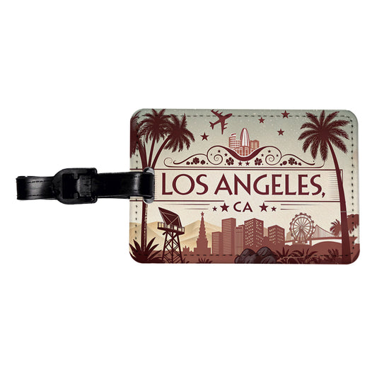 Los Angeles, California CA Travel City State Stamp Travel Faux Leather Luggage Tag