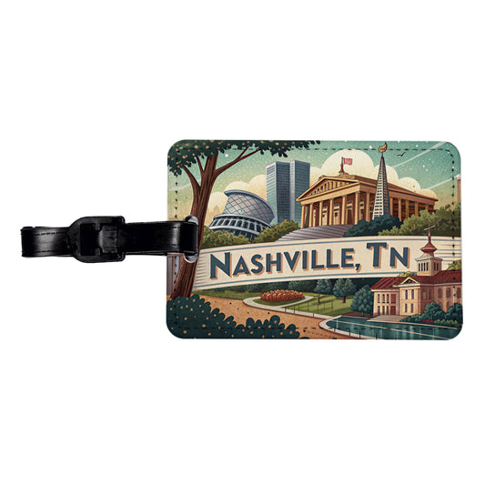 Nashville, Tennessee TN Travel City State Stamp Travel Faux Leather Luggage Tag