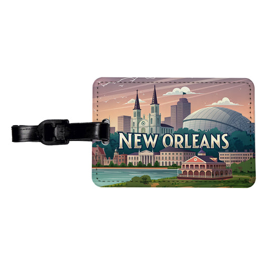 New Orleans, Louisiana LA Travel City State Stamp Travel Faux Leather Luggage Tag