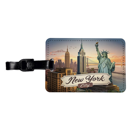 New York City NY Travel City State Stamp Travel Faux Leather Luggage Tag
