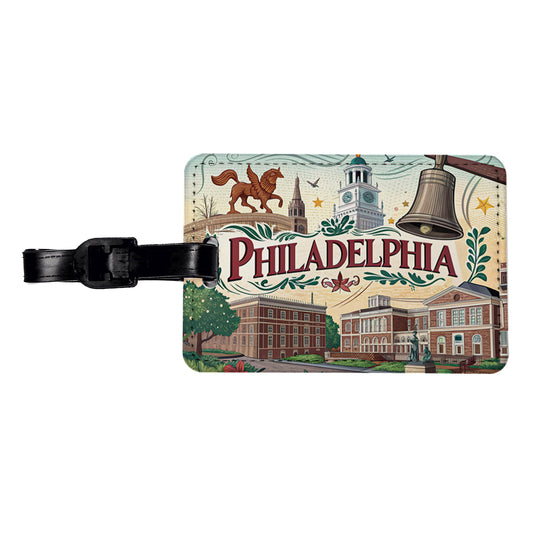 Philadelphia PA Travel City State Stamp Travel Faux Leather Luggage Tag